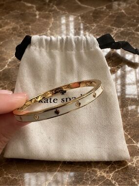 kate spade Gold and Cream Heart Enamel Bangle Bracelet